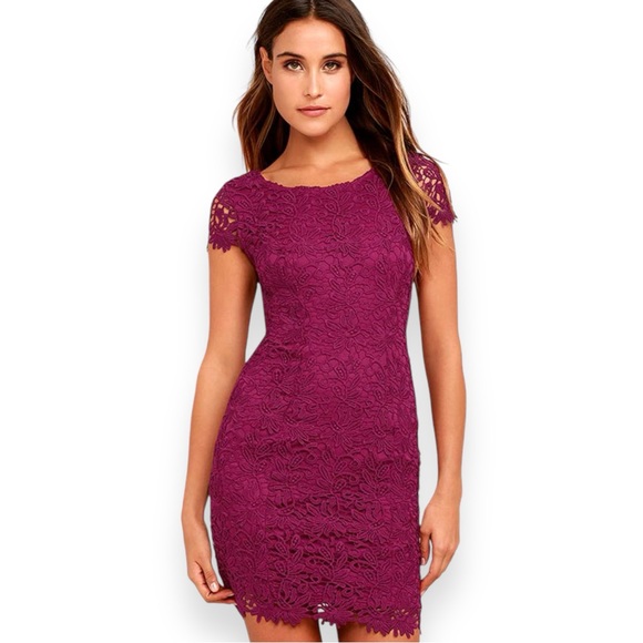 Lulus Hidden Talents Backless Magenta Lace Dress XS - Picture 3 of 12